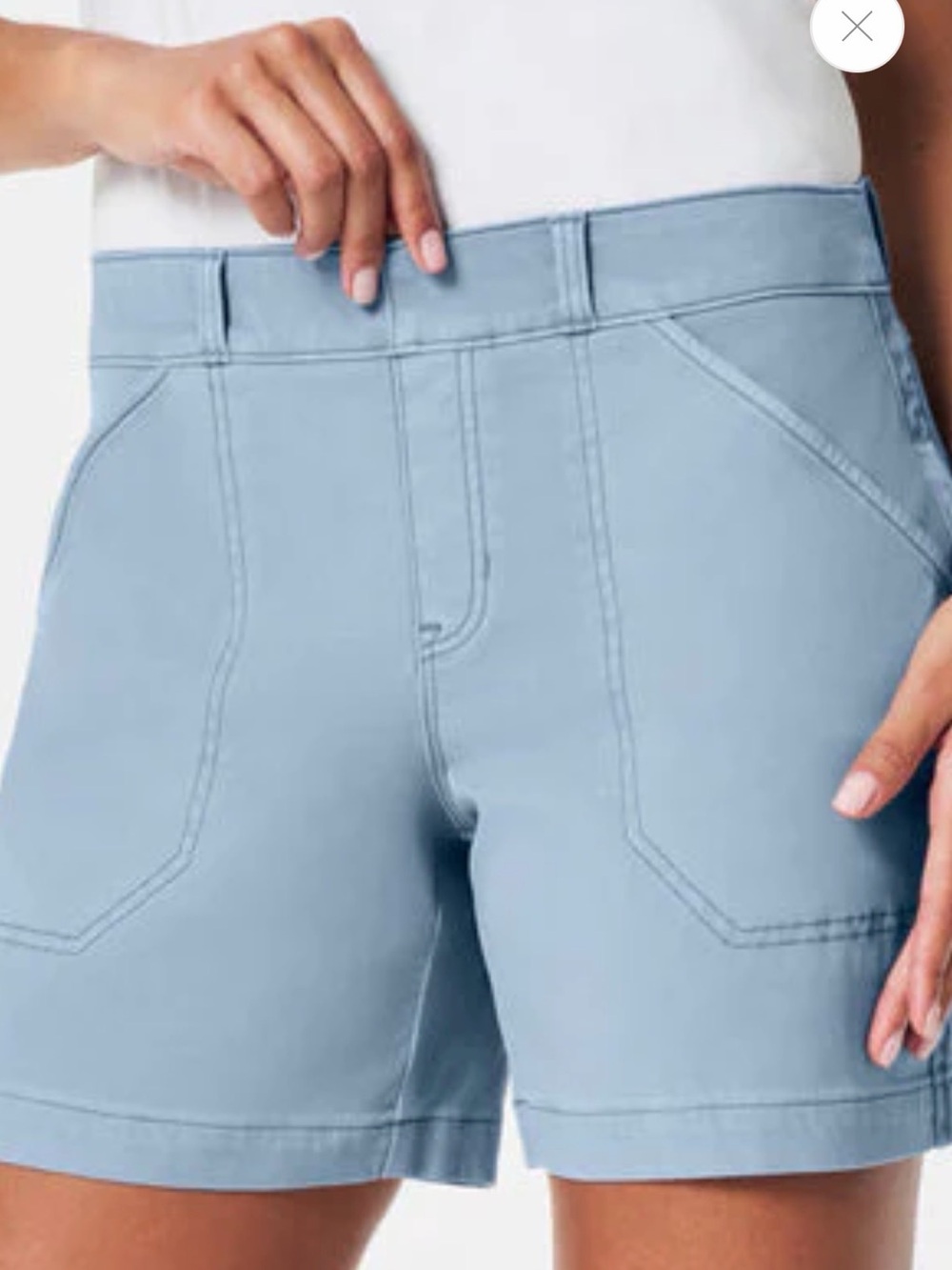 EUC - Spanx Stretch Twill Shorts, 6"-Mountain Blue. Size Small